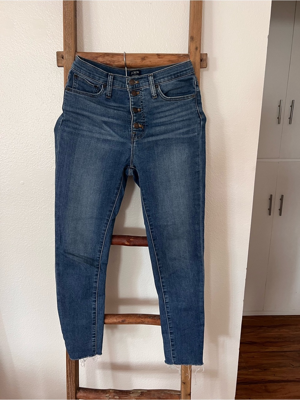 J. Crew High-Rise Button-Fly Slim Jeans - Medium Blue Denim